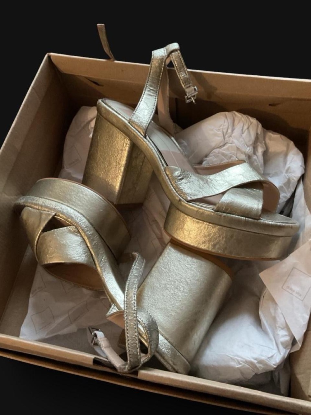 Dolce Vita Metallic Gold Platform Block Heel Sandals 6.5 brand new